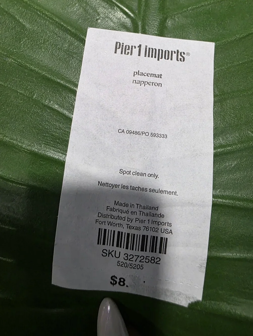 Pier 1 Monstera Leaf Placemat Set Of 8 17x16 Tropical Patio Hollywood Regency
